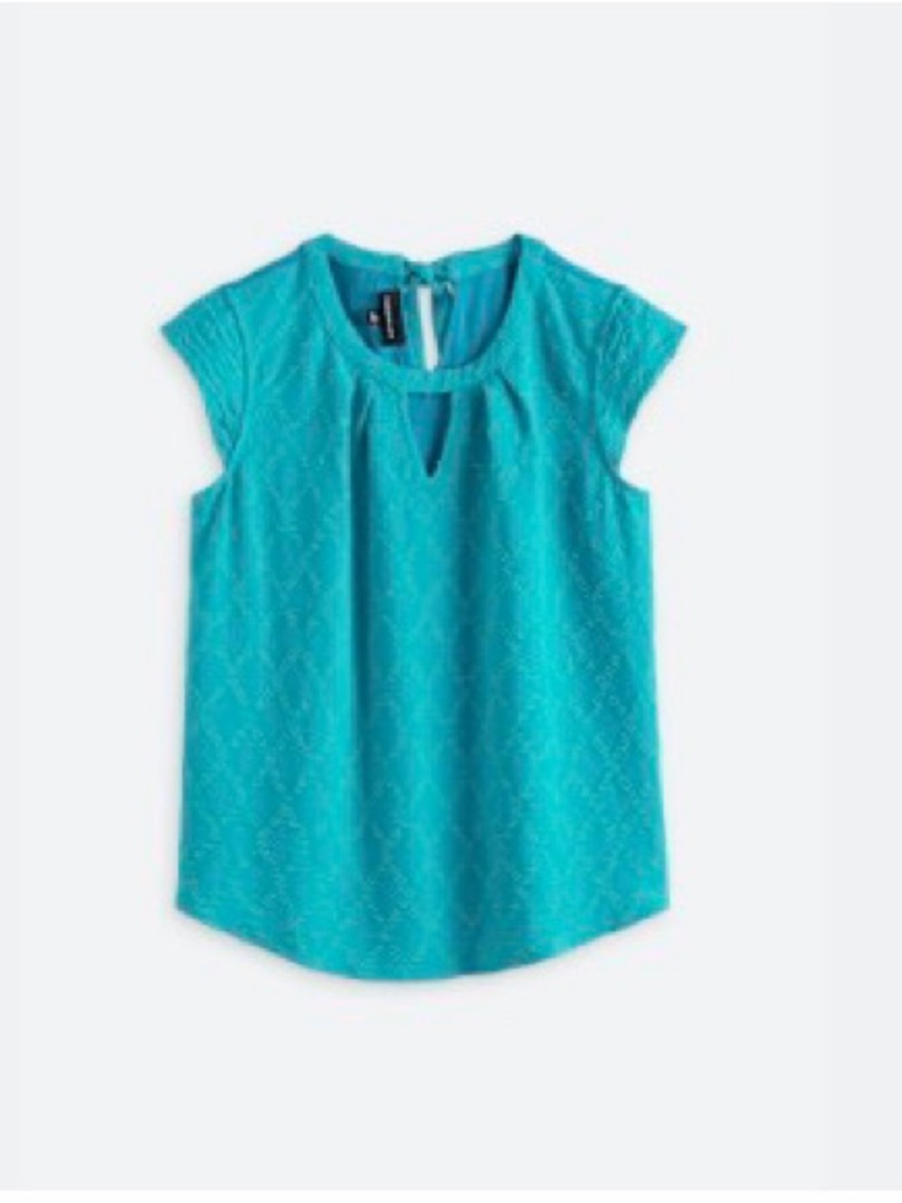 Cap-Sleeve Turquoise Keyhole Blouse